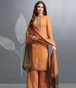 Yellow embroidered cotton silk salwar