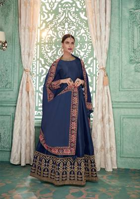 Blue embroidered georgette salwar 1