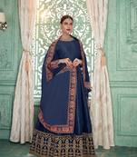 Blue embroidered georgette salwar