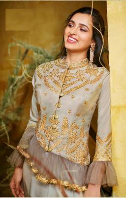 Grey embroidered silk salwar 2