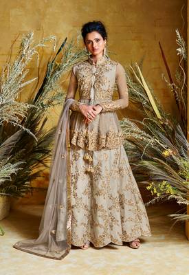 Grey embroidered silk salwar 1