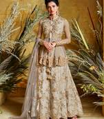 Grey embroidered silk salwar