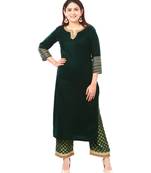 Forest Green Velvet Kurti with Straight Banarsi Palazzo