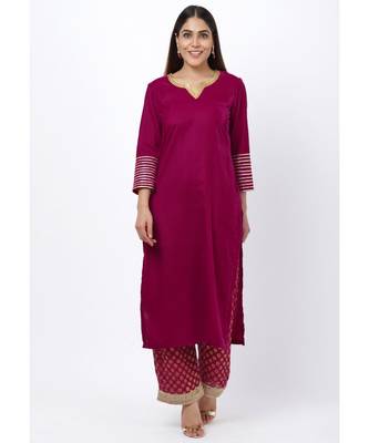 Magenta Addict Velvet Kurti with Banarsi Palazzo 1