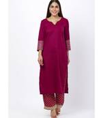 Magenta Addict Velvet Kurti with Banarsi Palazzo