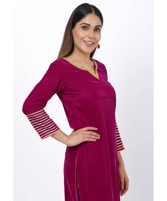 Magenta Addict Velvet Kurti with Banarsi Palazzo 5