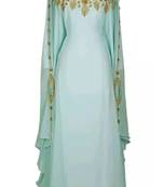 Sea Green Georgette Embroidered Party Wear Kaftan