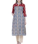 Lagi Printed Contrast Straight KurtaRK2126