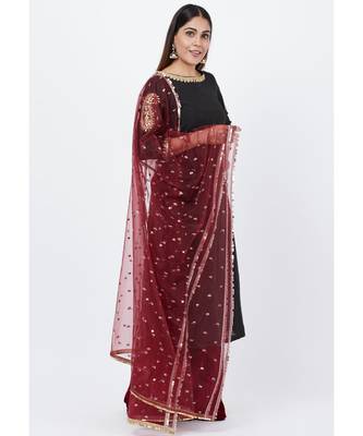 Classic Black Paisley Embroidered Kurti with Kalidaar Velvet Palazzo and Sequenced Dupatta 3