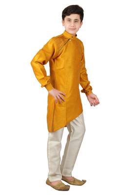 fourfolds boy's yellow kurta and pyjama 2
