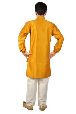 fourfolds boy's yellow kurta and pyjama 4