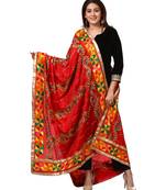 Festive Black Straight Velvet Kurti with Straight Pants and Red Trails Floral Phulkari Dupatta
