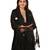 Black Gold Velvet Kurti with Floral Printed Salwar and Black Gotta Flower Organza Dupatta