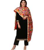 Festive Black Straight Velvet Kurti with Straight Pants and Peacock Diamond Colorful Phulkari Dupatta