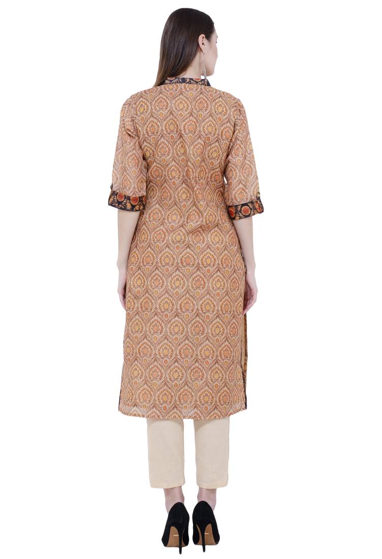 Lagi Printed Contrast Straight Kurta