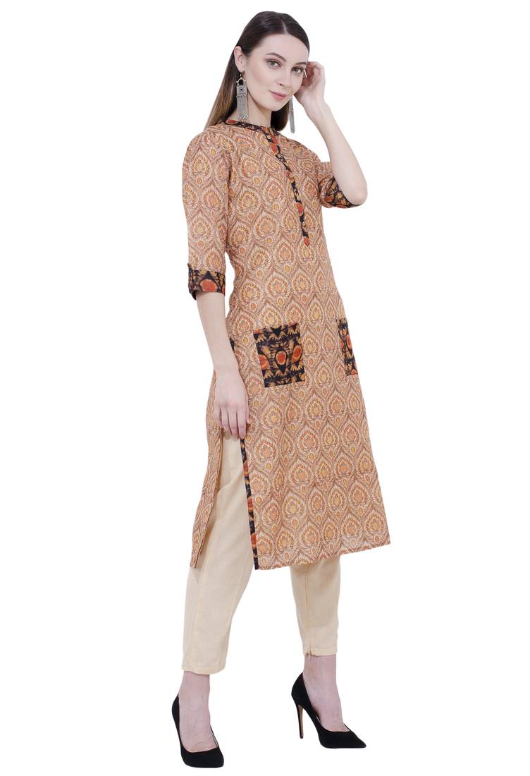 Lagi Printed Contrast Straight Kurta