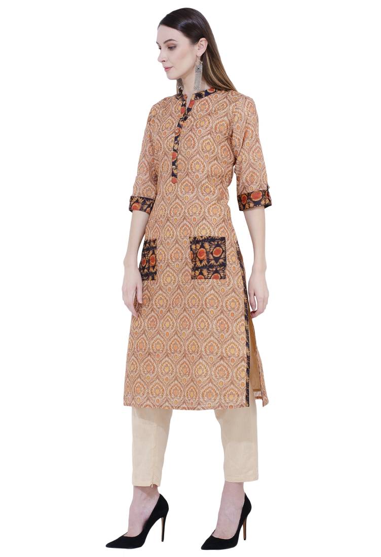 Lagi Printed Contrast Straight Kurta