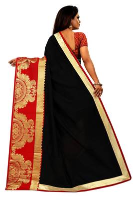 Black woven chanderi saree with blouse 3