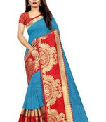 Sky blue woven chanderi saree with blouse