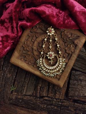 Gold Tone Kundan Inspired Jhoomar/Passa 1