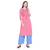 Pink Cotton Slub Jacket Style Floral Embroidery Straight Fit Kurta for Women