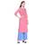Pink Cotton Slub Jacket Style Floral Embroidery Straight Fit Kurta for Women