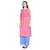 Pink Cotton Slub Jacket Style Floral Embroidery Straight Fit Kurta for Women