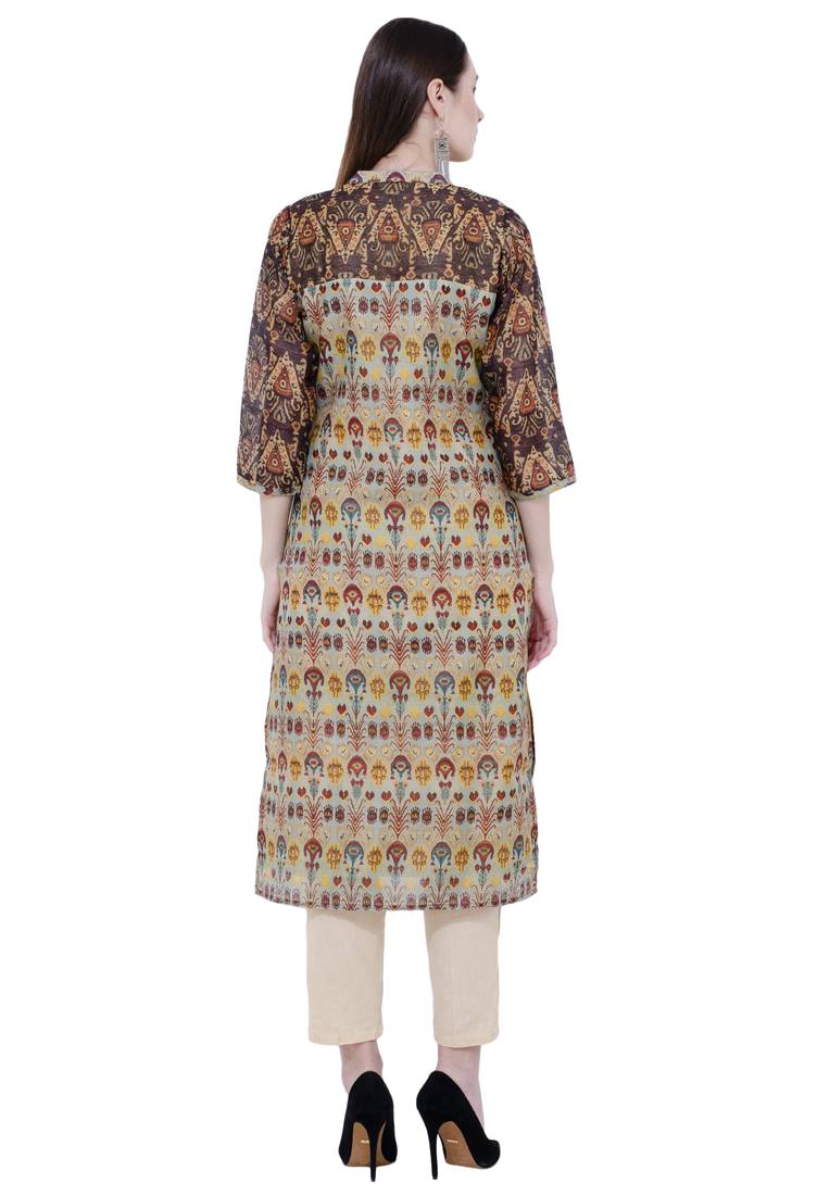  Lagi Printed Contrast Straight Kurta