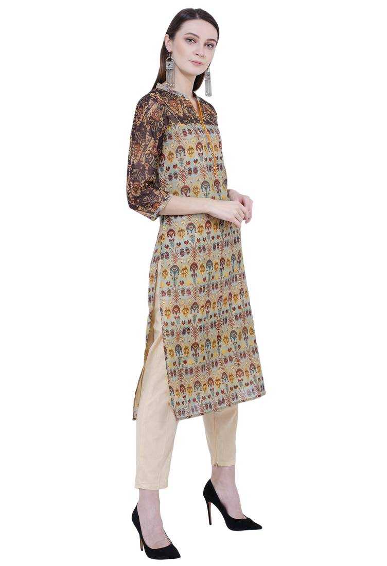  Lagi Printed Contrast Straight Kurta
