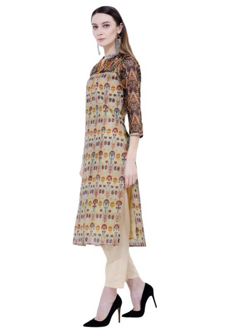  Lagi Printed Contrast Straight Kurta