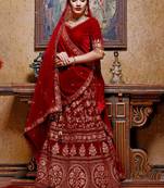 Maroon Plain
 Velvet Unstitched Lehenga