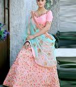 Blue Plain Silk Unstitched Lehenga