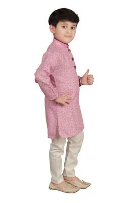 Pink printed cotton boys-kurta-pyjama 3