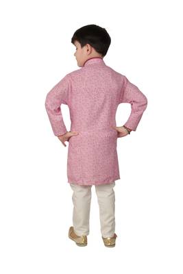 Pink printed cotton boys-kurta-pyjama 4
