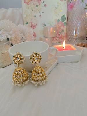 Gold Tone Kundan Inspired Earrings 1