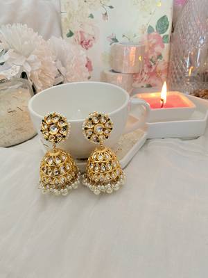 Gold Tone Kundan Inspired Earrings 2