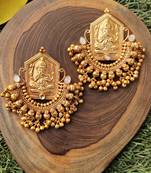 Gold Tone Ganesh Temple Earrings