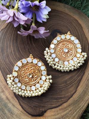 White Gold Tone Pearl Studs 1