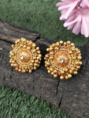Gold Tone Ghungroo Temple Studs 1