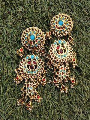 Multicolour Poki Inspired Gold Tone Earrings 1
