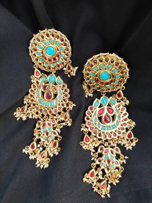 Multicolour Poki Inspired Gold Tone Earrings 2