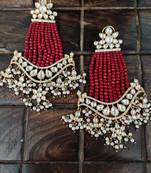 Red Gold Tone Kundan Inspired Earrings