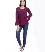 Magenta woven viscose rayon long-tops