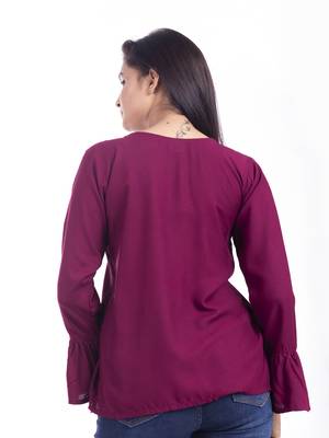 Magenta woven viscose rayon long-tops 2