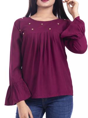 Magenta woven viscose rayon long-tops 3