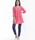 Pink woven viscose rayon long-tops