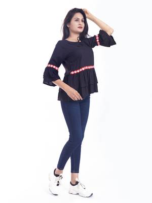Navy-blue woven viscose rayon long-tops 2