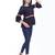 Navy-blue woven viscose rayon long-tops