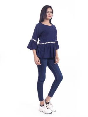 Blue woven viscose rayon long-tops 2