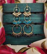 Blue White Beaded Earrings